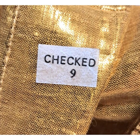 Vintage Golden Yellow Top Womens Size 3 Metallic Button Up Short Sleeve Shirt by - Picture 3 of 10